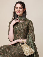 Cotton Printed Kurta With Pant And Printed Dupatta Set, Multicolor - Hiral Fashion | Grocsy