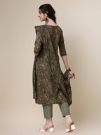 Cotton Printed Kurta With Pant And Printed Dupatta Set, Multicolor - Hiral Fashion | Grocsy