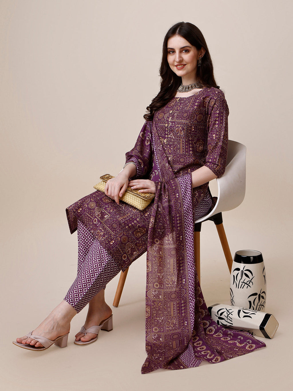 Cotton Printed Kurta With Pant And Printed Dupatta Set, Multicolor - Hiral Fashion | Grocsy