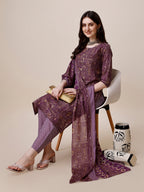 Cotton Printed Kurta With Pant And Printed Dupatta Set, Multicolor - Hiral Fashion | Grocsy