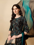 Printed Kurta With Pant & Dupatta Set, Multicolor - Hiral Fashion | Grocsy