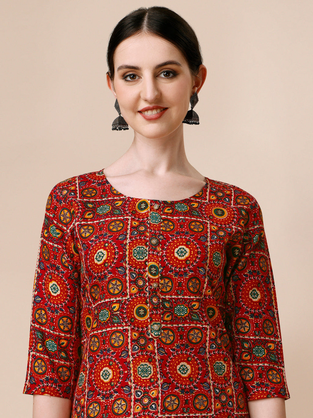 Cotton Printed Kurta With Pant & Dupatta Set, Multicolor - Hiral Fashion | Grocsy