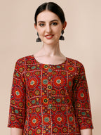 Cotton Printed Kurta With Pant & Dupatta Set, Multicolor - Hiral Fashion | Grocsy