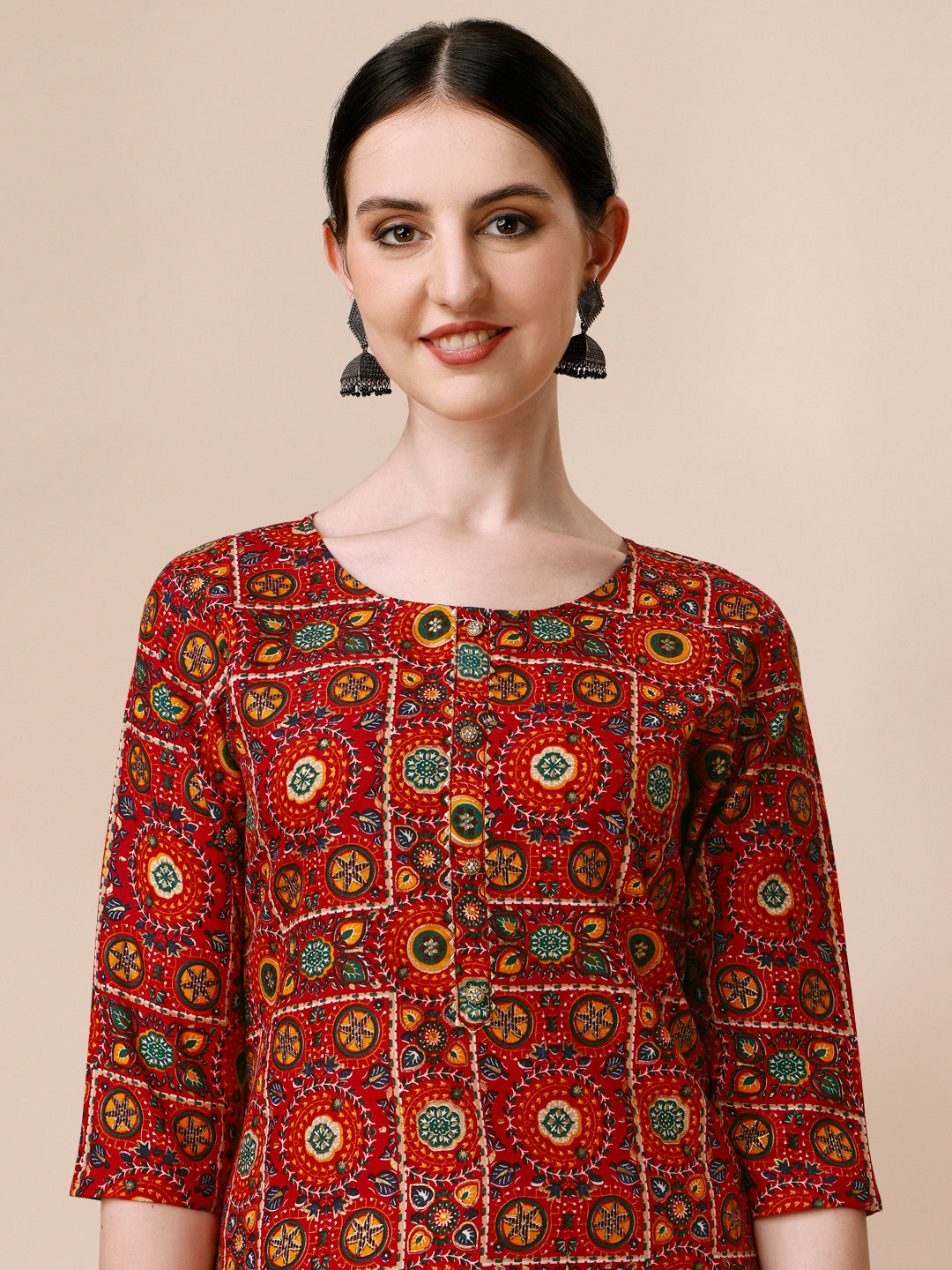Cotton Printed Kurta With Pant & Dupatta Set, Multicolor - Hiral Fashion | Grocsy