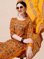 Cotton Printed Kurta With Pant & Dupatta Set, Multicolor - Hiral Fashion | Grocsy