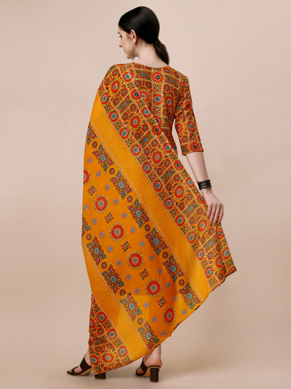 Cotton Printed Kurta With Pant & Dupatta Set, Multicolor - Hiral Fashion | Grocsy
