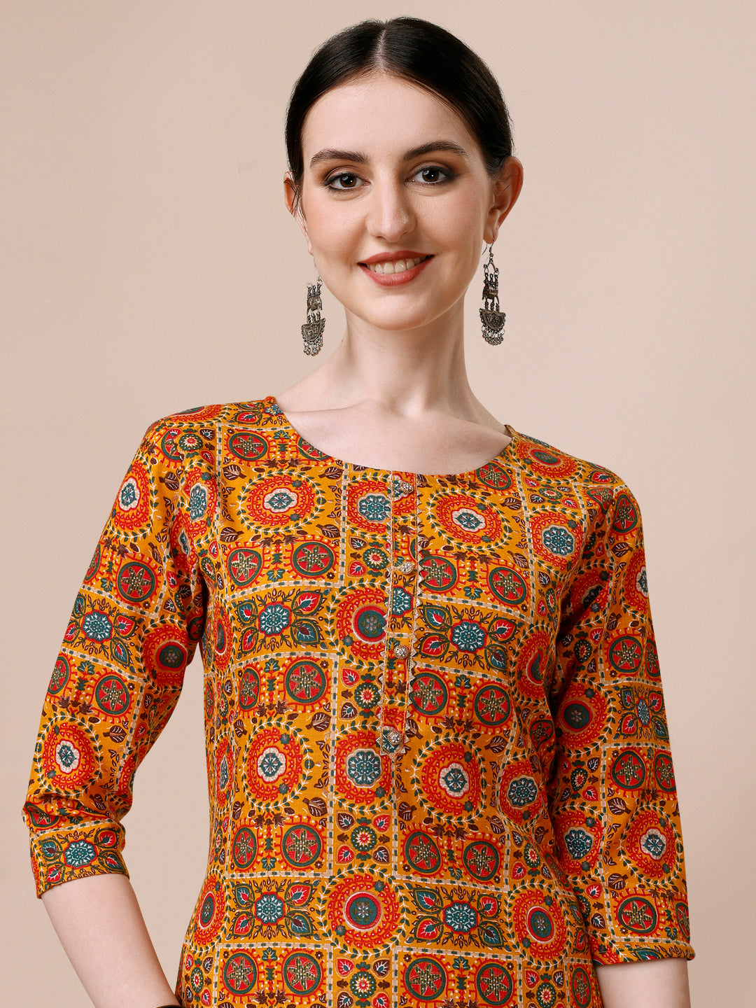 Cotton Printed Kurta With Pant & Dupatta Set, Multicolor - Hiral Fashion | Grocsy