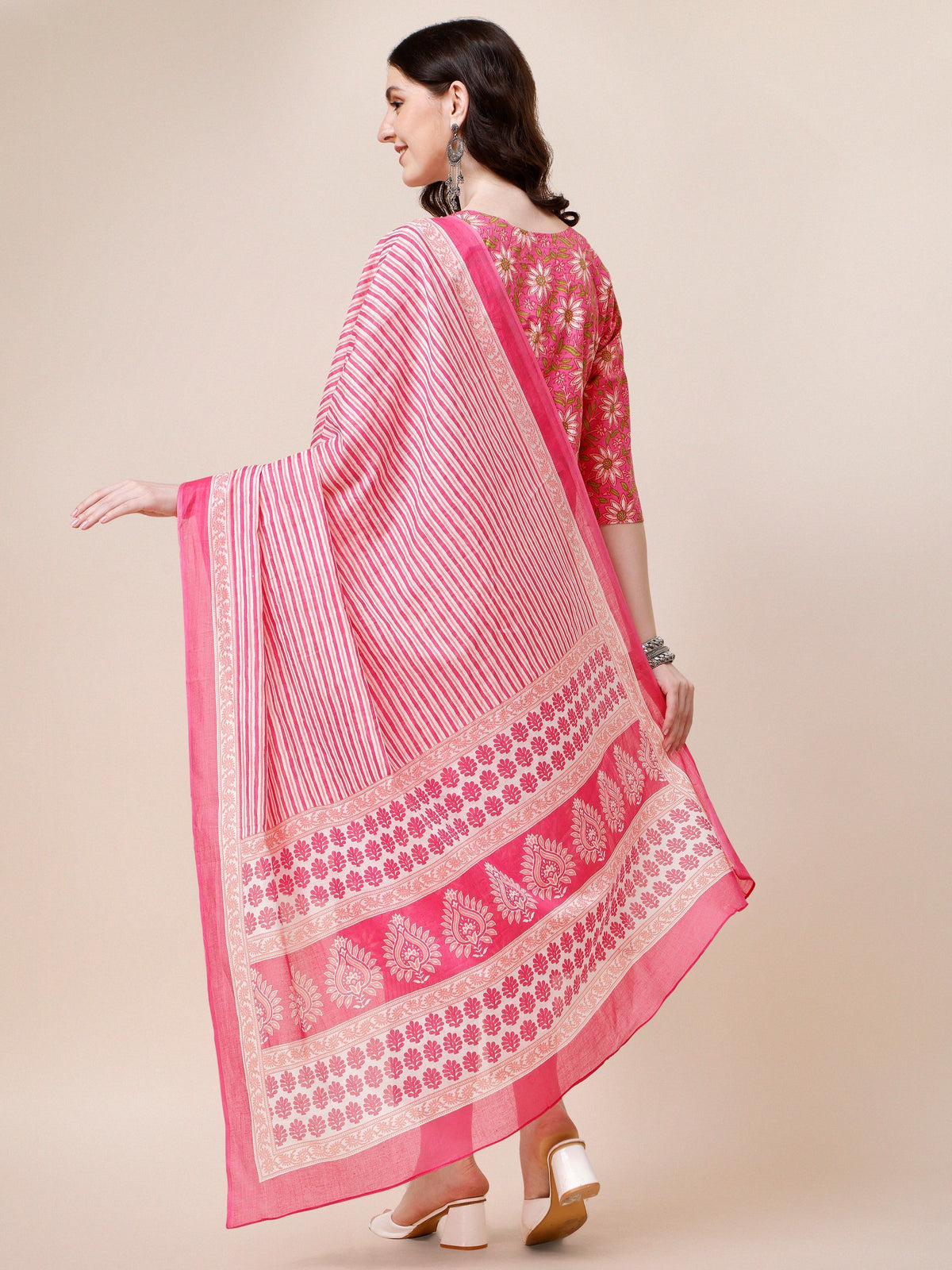 Printed A-Line Kurta With Pant And Dupatta Set, Multicolor - Hiral Fashion | Grocsy