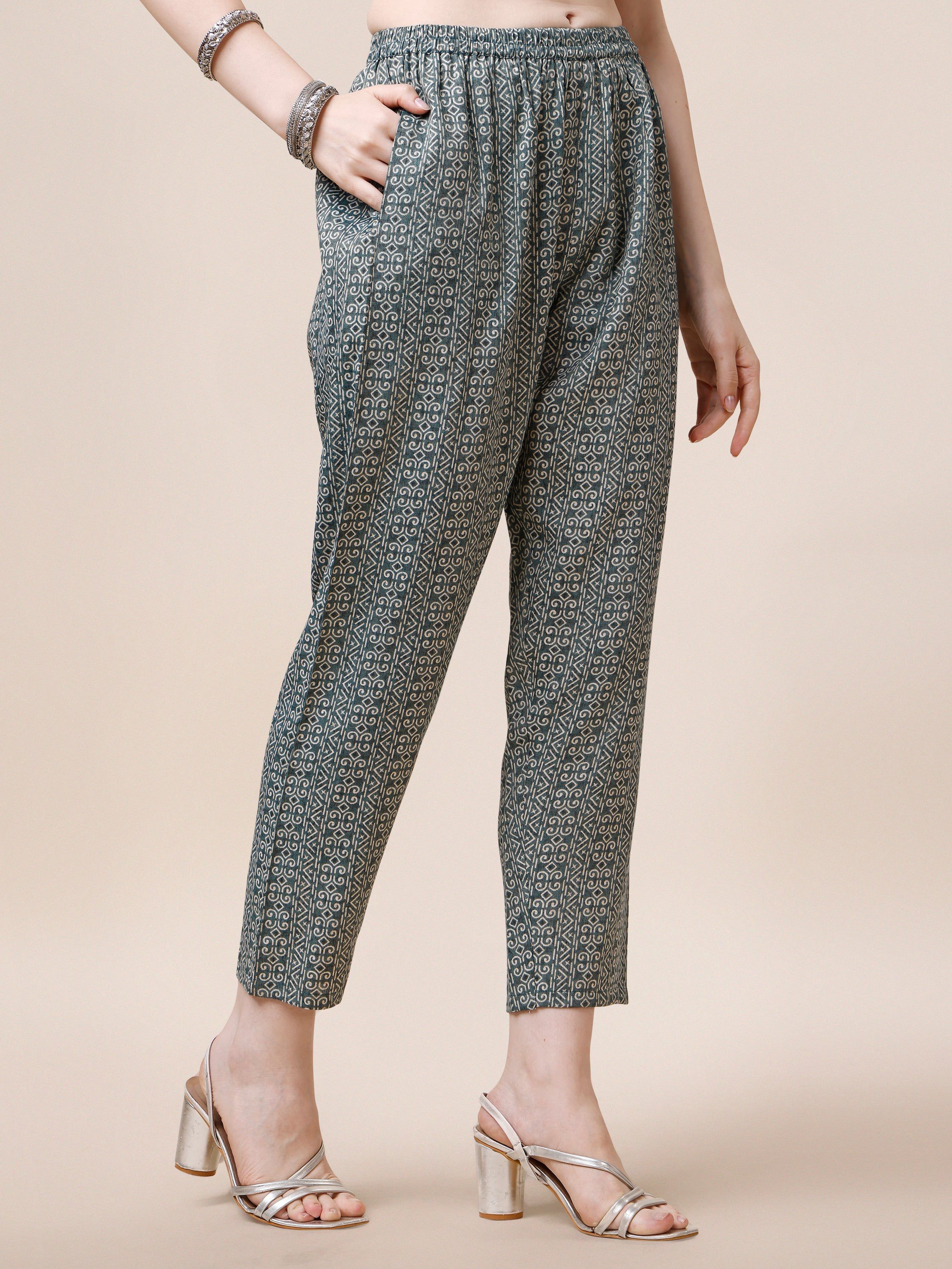 Printed Kurta With Pant And Dupatta Set, Multicolor - Hiral Fashion | Grocsy