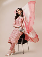 Printed Kurta With Pant And Dupatta Set, Multicolor - Hiral Fashion | Grocsy