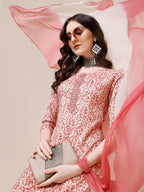 Printed Kurta With Pant And Dupatta Set, Multicolor - Hiral Fashion | Grocsy