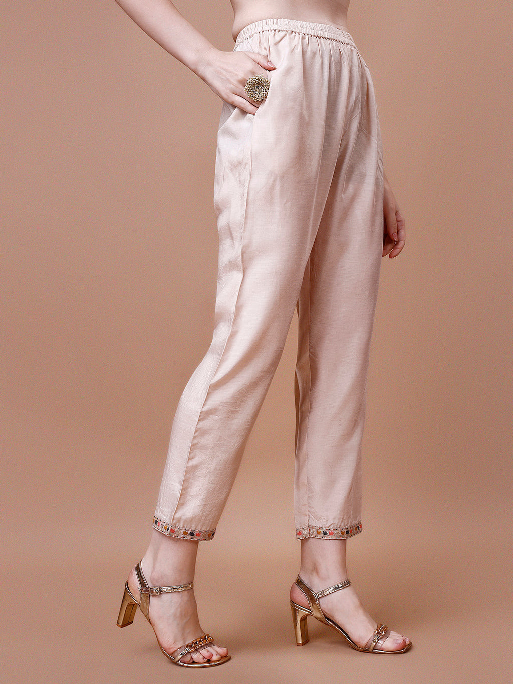 Pure Muslin Banarasi Jacquard Kurta Trousers & Dupatta, Multicolor - Hiral Fashion | Grocsy