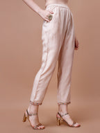 Pure Muslin Banarasi Jacquard Kurta Trousers & Dupatta, Multicolor - Hiral Fashion | Grocsy