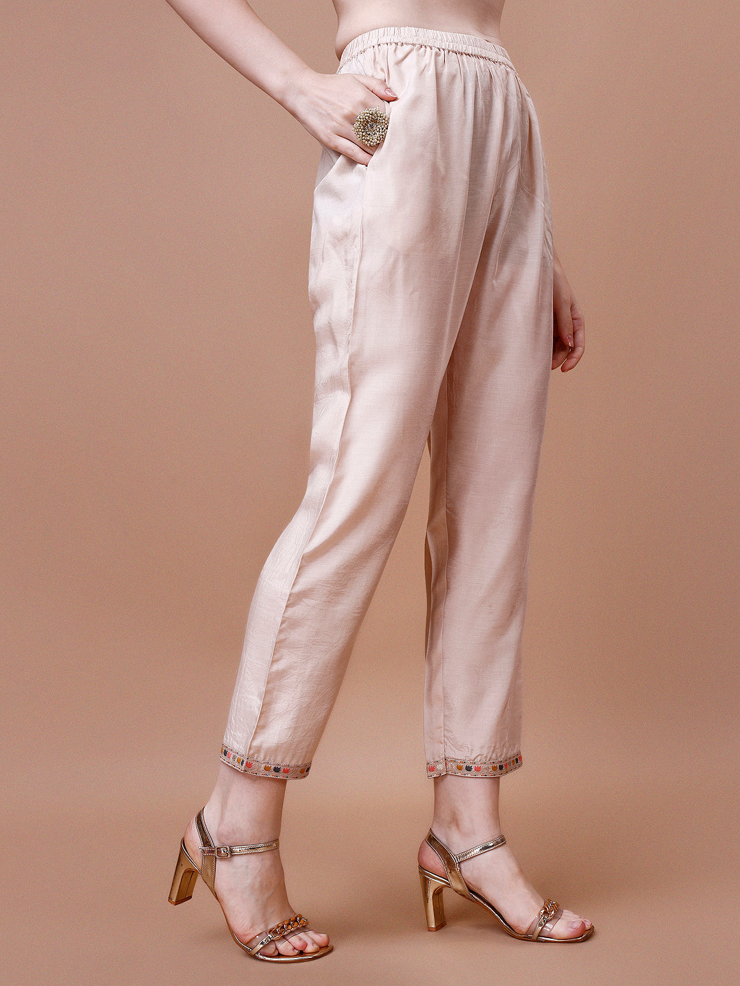 Pure Muslin Banarasi Jacquard Kurta Trousers & Dupatta, Multicolor - Hiral Fashion | Grocsy