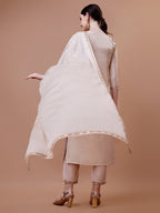 Pure Muslin Banarasi Jacquard Kurta Trousers & Dupatta, Multicolor - Hiral Fashion | Grocsy