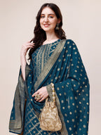 Pure Maslin Jacquard Kurta With Pant And Dupatta Set, Multicolor - Hiral Fashion | Grocsy