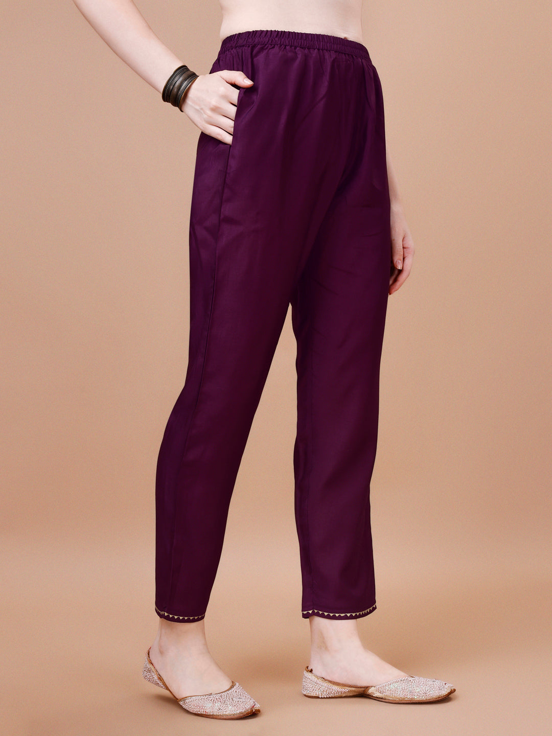 Pure Muslin Banarasi Jacquard Kurta Trousers & Dupatta, Multicolor - Hiral Fashion | Grocsy