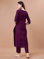 Pure Muslin Banarasi Jacquard Kurta Trousers & Dupatta, Multicolor - Hiral Fashion | Grocsy