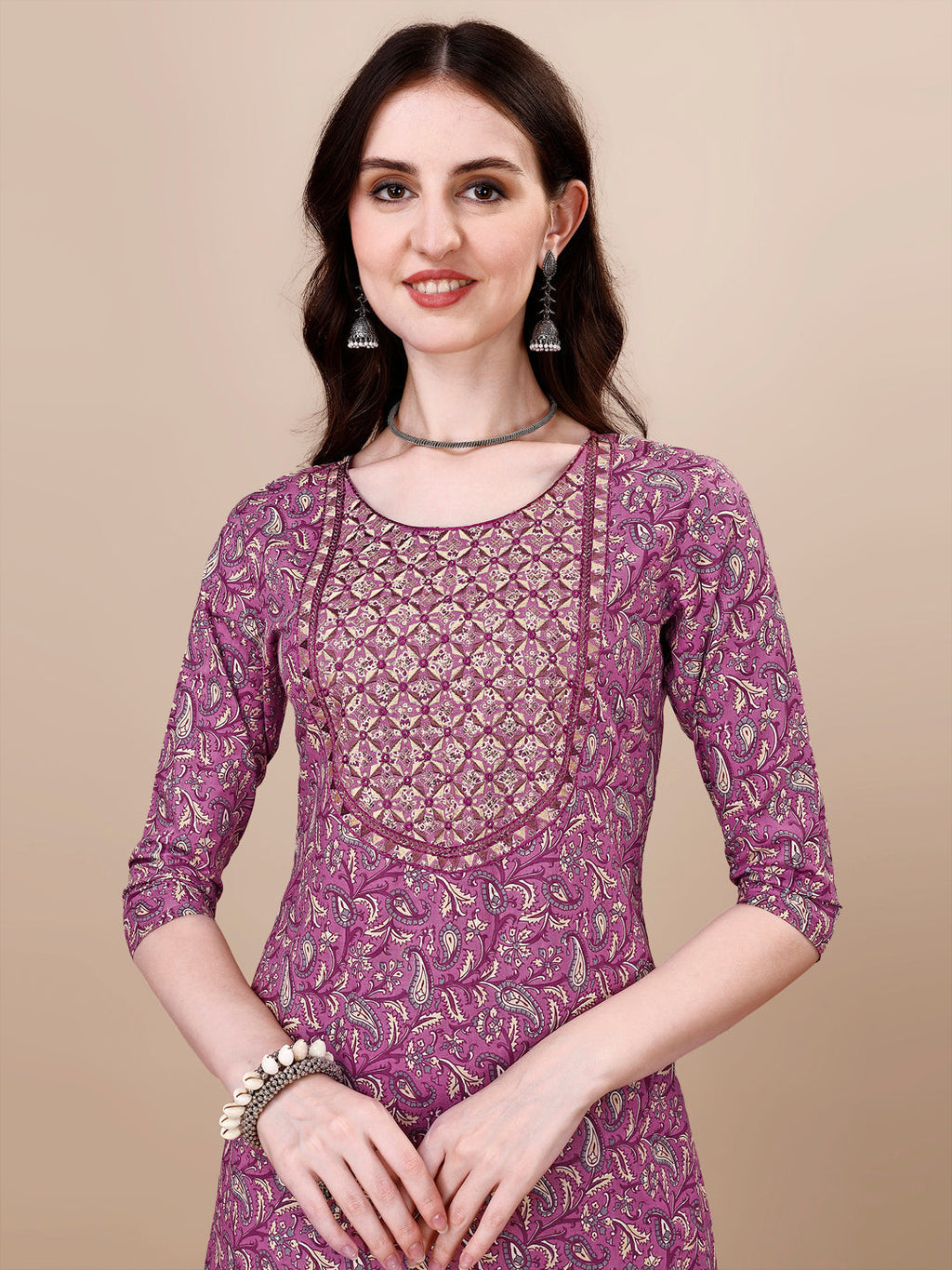 Printed & Embroidered Kurta With Pant & Dupatta Set, Multicolor - Hiral Fashion | Grocsy