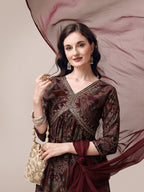 Alia Cut Printed & Embroidered Kurta With Pant & Dupatta Set, Multicolor - Hiral Fashion | Grocsy