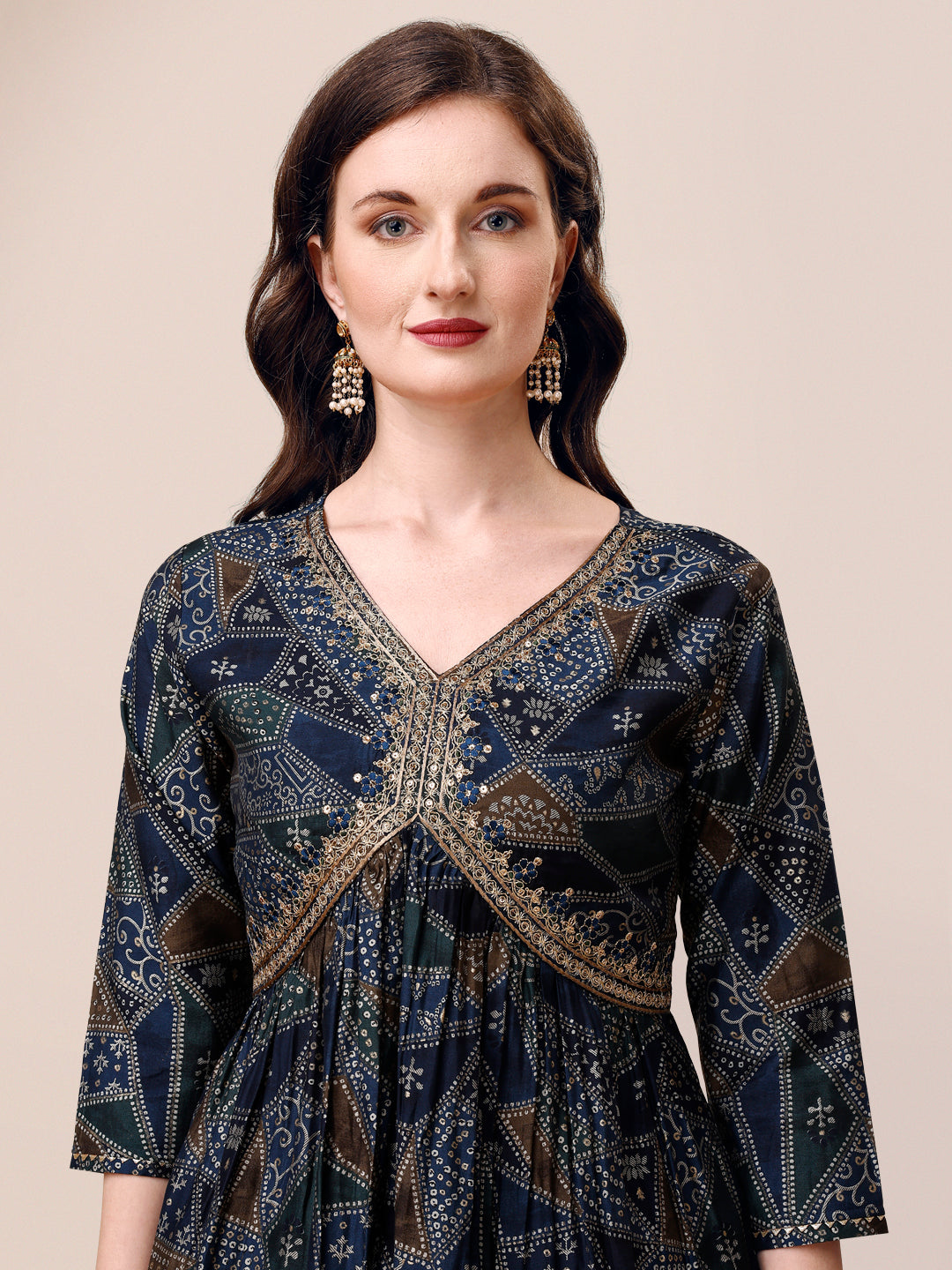 Alia Cut Printed & Embroidered Kurta With Pant & Dupatta Set, Multicolor - Hiral Fashion | Grocsy