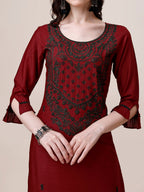 Embroidered Kurta With Pant And Dupatta Set, Multicolor - Hiral Fashion | Grocsy