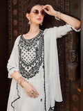 Embroidered Kurta With Pant And Dupatta Set, Multicolor - Hiral Fashion | Grocsy
