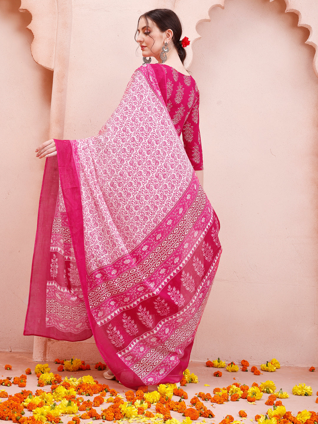 Angarakha Style Anarkali Printed Kurta With Pant And Dupatta Set, Multicolor - Hiral Fashion | Grocsy