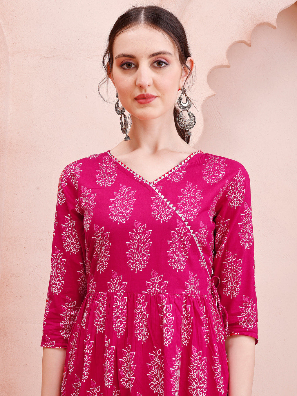 Angarakha Style Anarkali Printed Kurta With Pant And Dupatta Set, Multicolor - Hiral Fashion | Grocsy