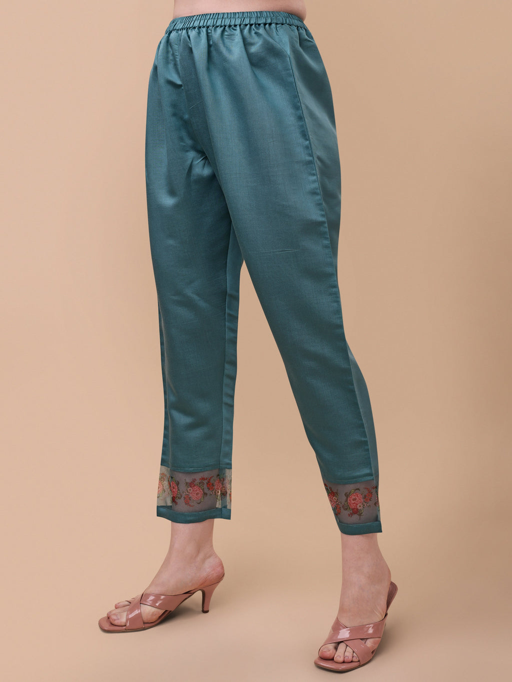 Hand Embroidered Kurta With Pant & Organza Printed Dupatta, Multicolor - Hiral Fashion | Grocsy