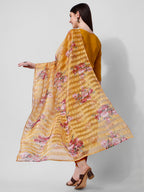 Hand Embroidered Kurta With Pant And Organza Dupatta Set, Multicolor - Hiral Fashion | Grocsy