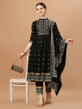 Nyra Cut Foil Printed & Hand Embroidered Kurta With Pant & Dupatta, Multicolor - Hiral Fashion | Grocsy
