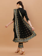 Nyra Cut Foil Printed & Hand Embroidered Kurta With Pant & Dupatta, Multicolor - Hiral Fashion | Grocsy