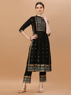 Nyra Cut Foil Printed & Hand Embroidered Kurta With Pant & Dupatta, Multicolor - Hiral Fashion | Grocsy