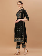 Nyra Cut Foil Printed & Hand Embroidered Kurta With Pant & Dupatta, Multicolor - Hiral Fashion | Grocsy