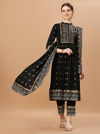 Nyra Cut Foil Printed & Hand Embroidered Kurta With Pant & Dupatta, Multicolor - Hiral Fashion | Grocsy