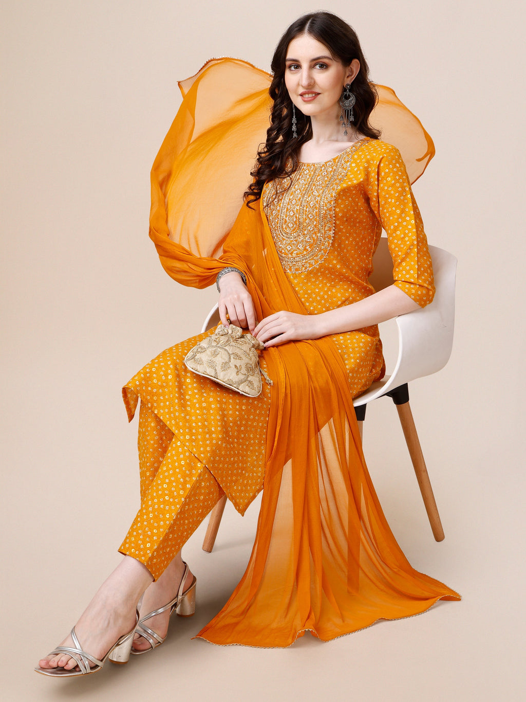 Embroidered Cotton Kurta With Pant And Dupatta Set, Multicolor - Hiral Fashion | Grocsy