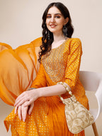 Embroidered Cotton Kurta With Pant And Dupatta Set, Multicolor - Hiral Fashion | Grocsy
