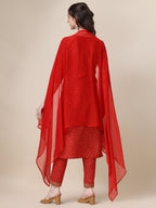 Embroidered Kurta With Pant And Dupatta Set, Multicolor - Hiral Fashion | Grocsy