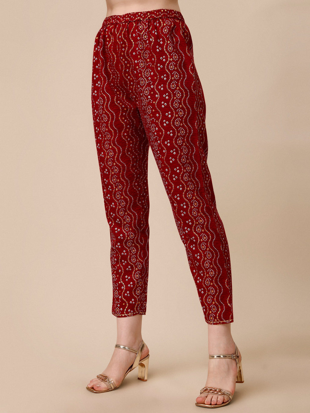 Bandhni Printed & Embroidered Kurta With Pant And Dupatta Set, Multicolor - Hiral Fashion | Grocsy