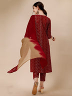 Bandhni Printed & Embroidered Kurta With Pant And Dupatta Set, Multicolor - Hiral Fashion | Grocsy