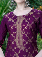 Pure Muslin Jacquard Banarasi Kurta With Pant & Dupatta Premium, Multicolor - Hiral Fashion | Grocsy