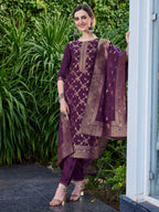 Pure Muslin Jacquard Banarasi Kurta With Pant & Dupatta Premium, Multicolor - Hiral Fashion | Grocsy