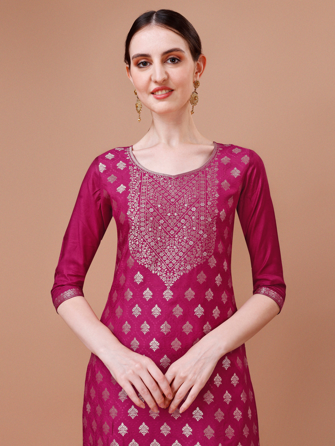Pure Muslin Jacquard Kurta With Pant And Dupatta Set Premium, Multicolor - Hiral Fashion | Grocsy