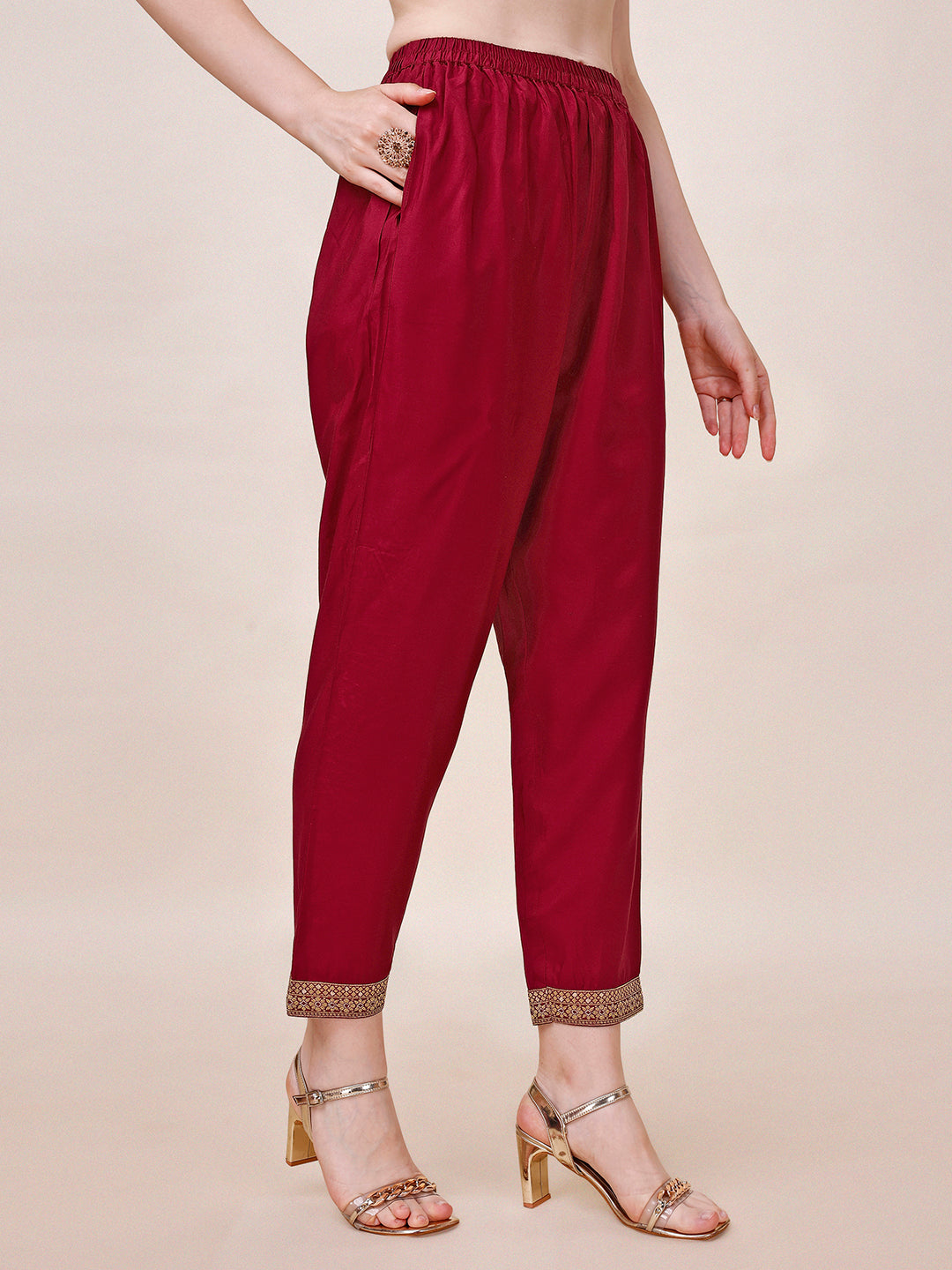 Pure Muslin Banarasi Jacquard Premium Kurta Trousers & Dupatta, Multicolor - Hiral Fashion | Grocsy