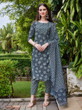 Floral Printed Kurta With Pant & Dupatta Set, Multicolor - Hiral Fashion | Grocsy