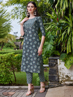 Floral Printed Kurta With Pant & Dupatta Set, Multicolor - Hiral Fashion | Grocsy