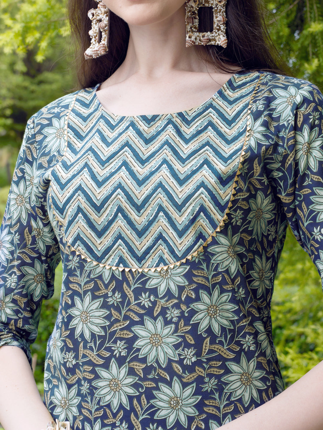 Floral Printed Kurta With Pant & Dupatta Set, Multicolor - Hiral Fashion | Grocsy