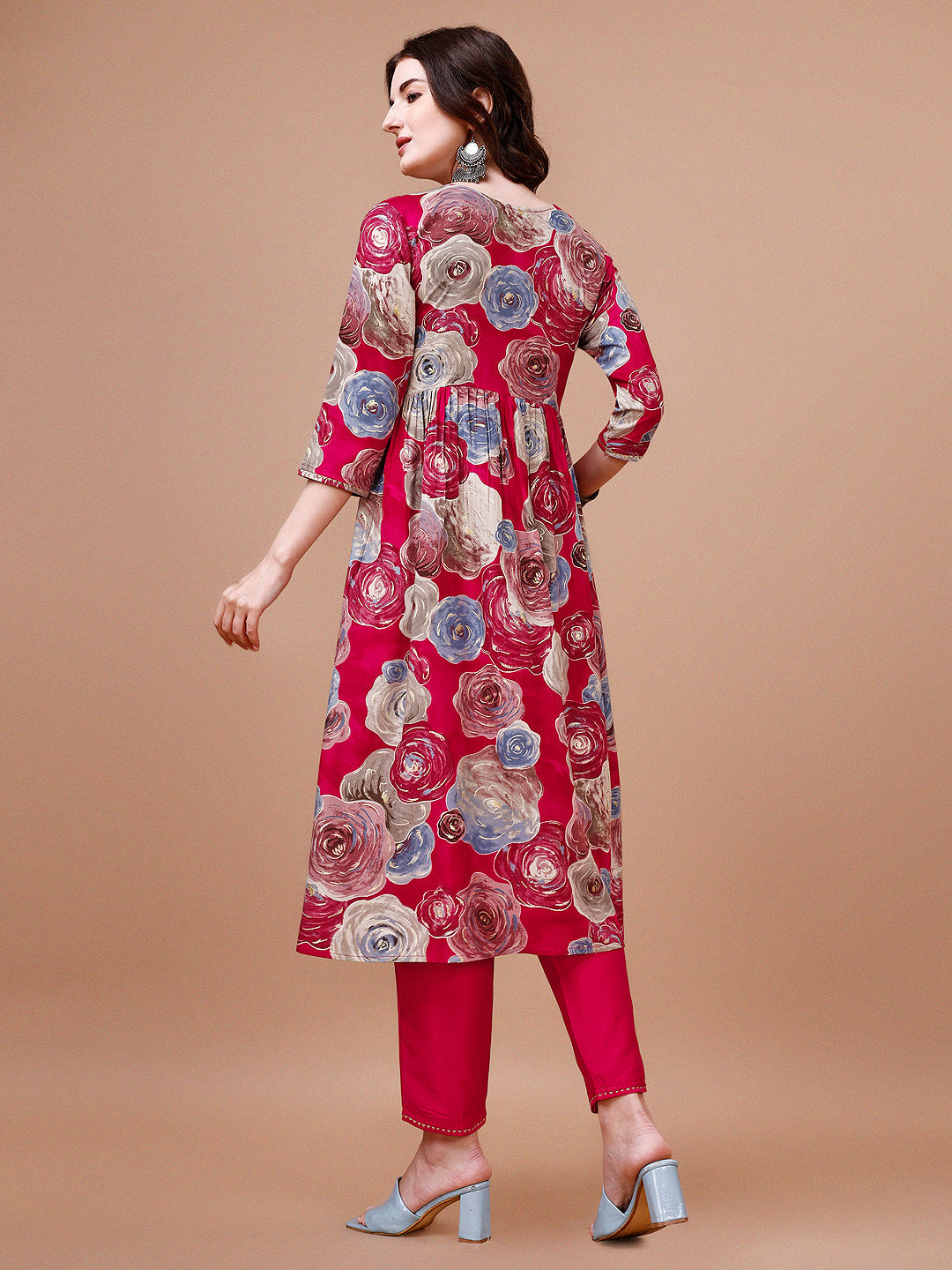 Alia Cut Floral Printed & Embroidered Rayon Kurta With Pant & Dupatta, Multicolor - Hiral Fashion | Grocsy