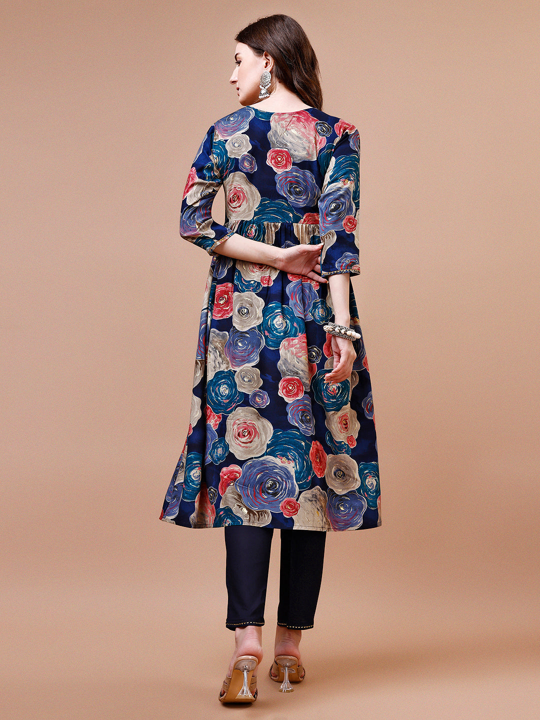 Alia Cut Floral Printed & Embroidered Rayon Kurta With Pant & Dupatta, Multicolor - Hiral Fashion | Grocsy